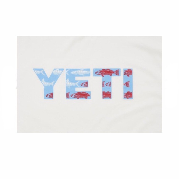 YETI Men’s White Shirt USA FISH LOGO - Picture 3 of 4